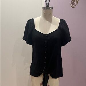 Black Button-Down Women's Top